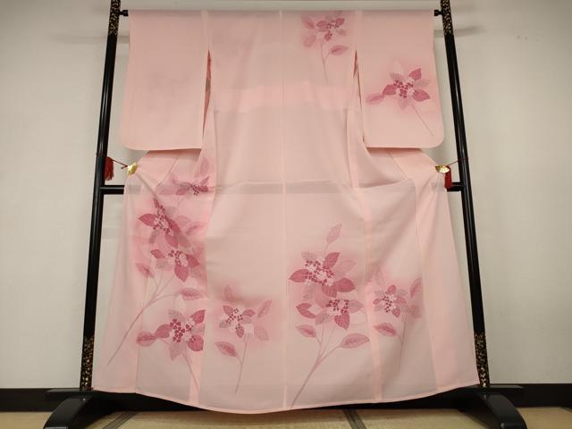平和屋着物＊夏物　訪問着　絽　紫陽花　暈し染め　銀彩　正絹　逸品　AABK6506jd
