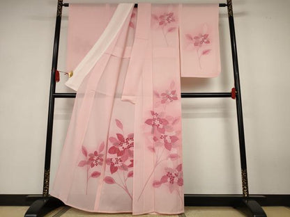 平和屋着物＊夏物　訪問着　絽　紫陽花　暈し染め　銀彩　正絹　逸品　AABK6506jd