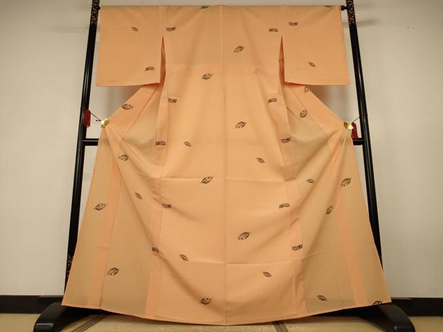 平和屋着物＊夏物　洗える最高級着物　＜英＞はなぶさ謹製　小紋　舞葉文　洗える着物　AABK6508jd