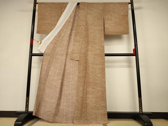 平和屋着物＊夏物　洗える最高級着物　＜英＞はなぶさ謹製　小紋　紗　杢目文　洗える着物　AABK6509jd