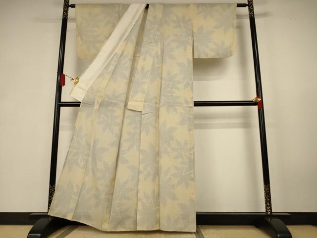 平和屋着物＊夏物　大島上布　舞葉文　反端付き　正絹　逸品　AABK6513jd