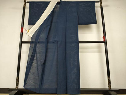 平和屋着物＊夏物　色無地　縦絽　幾何学紋紗　褐返色　正絹　逸品　AABK6515jd