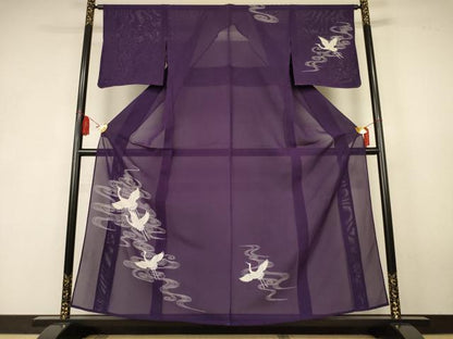 平和屋着物＊夏物　訪問着　絽　流水飛鳥文　正絹　逸品　AABK6517jd