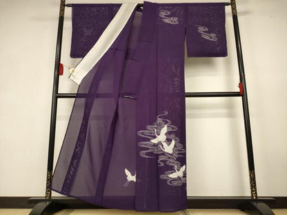 平和屋着物＊夏物　訪問着　絽　流水飛鳥文　正絹　逸品　AABK6517jd