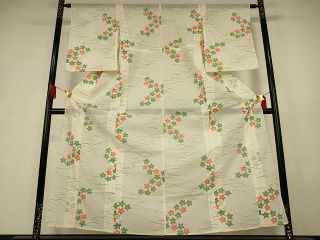 平和屋着物＊夏物　小紋　絽　芝花文　洗える着物　AABK6523jd