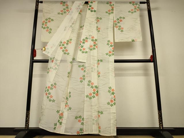 平和屋着物＊夏物　小紋　絽　芝花文　洗える着物　AABK6523jd