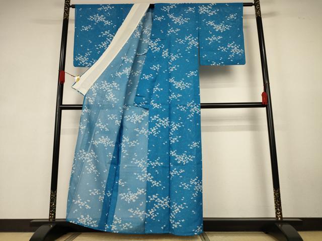 平和屋着物＊夏物　小紋　絽　舞花文　洗える着物　AABK6525jd
