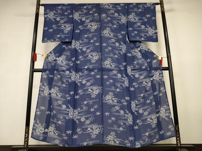 平和屋着物＊夏物　小紋　絽　草花文　正絹　逸品　AABK6527jd