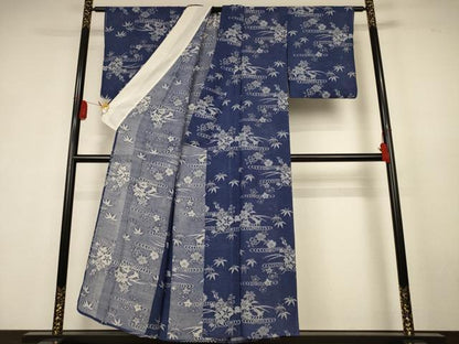 平和屋着物＊夏物　小紋　絽　草花文　正絹　逸品　AABK6527jd