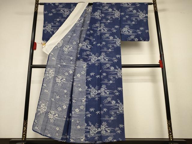 平和屋着物＊夏物　小紋　絽　草花文　正絹　逸品　AABK6527jd