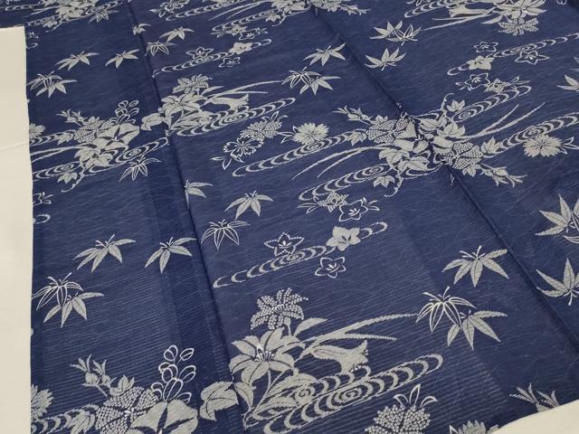 平和屋着物＊夏物　小紋　絽　草花文　正絹　逸品　AABK6527jd