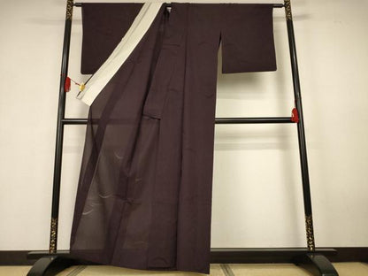 平和屋着物＊夏物　色無地　芝紋紗　黒鳶色　正絹　逸品　AABK6528jd