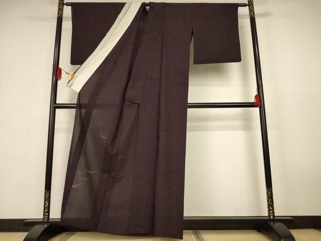 平和屋着物＊夏物　色無地　芝紋紗　黒鳶色　正絹　逸品　AABK6528jd