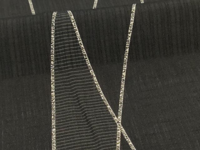 平和屋着物＊夏物　小紋　紗　23区　よろけ縞　黒地　洗える着物　AABK6532jd