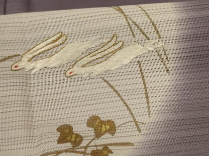 平和屋着物＊夏物　訪問着　変わり絽　刺繍　跳び兎　月　暈し染め　金糸　金彩　正絹　逸品　AABK6535jd