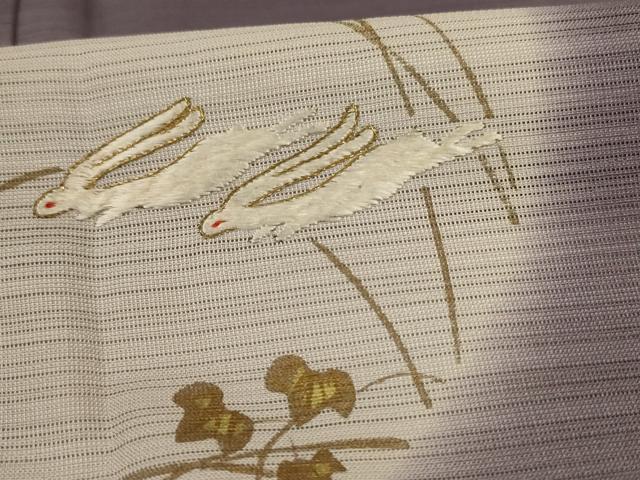 平和屋着物＊夏物　訪問着　変わり絽　刺繍　跳び兎　月　暈し染め　金糸　金彩　正絹　逸品　AABK6535jd