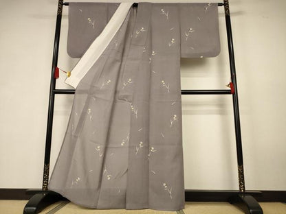 平和屋着物＊夏物 人間国宝 芹沢圭介一番弟子 下平清人 小紋 絽紬 型絵染 草花文 暈し染め 伊と幸 証紙付き 正絹 逸品 AABK6537jd
