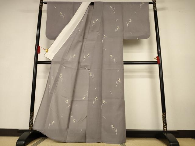 平和屋着物＊夏物 人間国宝 芹沢圭介一番弟子 下平清人 小紋 絽紬 型絵染 草花文 暈し染め 伊と幸 証紙付き 正絹 逸品 AABK6537jd