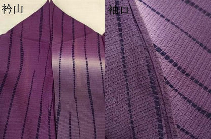 平和屋着物＊夏物　訪問着　絽縮緬　変わり縞　暈し染め　正絹　逸品　AABK6538jd