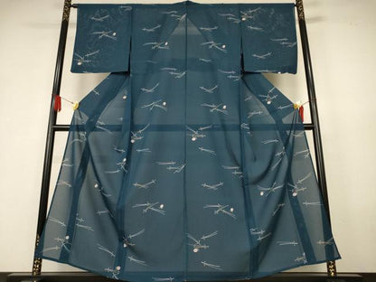 平和屋着物＊夏物　小紋　絽　松葉　正絹　逸品　AABK6542jd