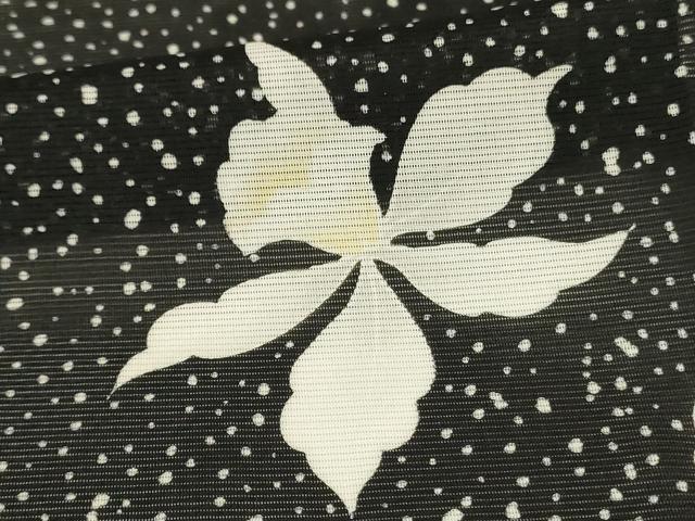 平和屋着物＊夏物　洗える最高級着物　＜英＞はなぶさ謹製　小紋　絽　舞花文　黒地　洗える着物　AABK6544jd