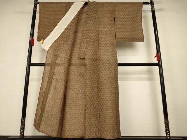 平和屋着物＊夏物　小千谷ちぢみ　丸文　麻　逸品　AABK6547jd