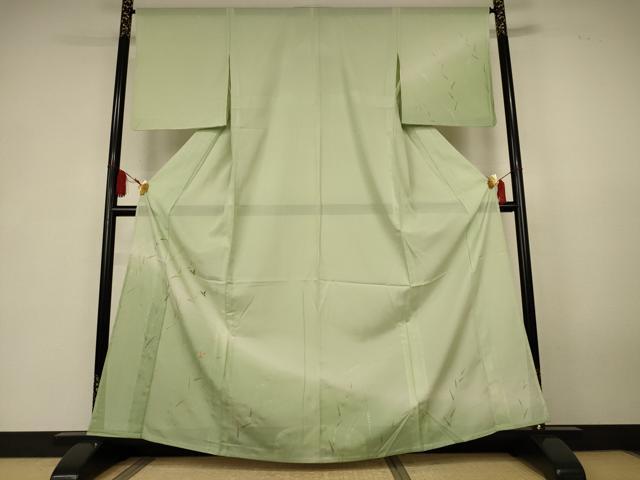 平和屋着物＊夏物　訪問着　絽　花蝶文　金銀彩　洗える着物　AABK6550jd