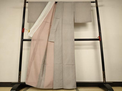 平和屋着物＊夏物　江戸小紋　絽　両面染め　鮫小紋柄　洗える着物　AABK6552jd