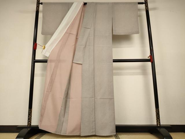 平和屋着物＊夏物　江戸小紋　絽　両面染め　鮫小紋柄　洗える着物　AABK6552jd