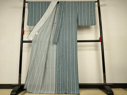 平和屋着物＊夏物　小紋　絽縮緬　花間道　洗える着物　AABK6558jd