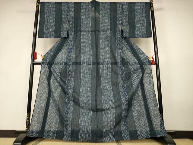 平和屋着物＊夏物　小紋　紗　間道　洗える着物　AABK6561jd