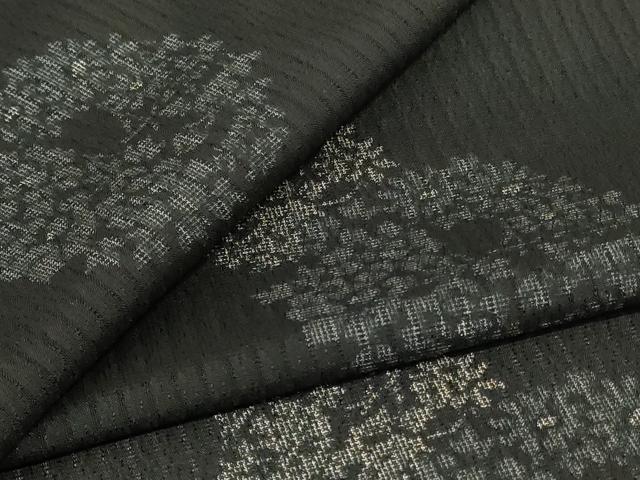 平和屋着物＊夏物　小紋　紗　花丸文　黒地　洗える着物　AABK6562jd