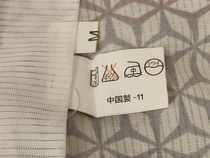 平和屋着物＊夏物　小紋　縦絽　麻の葉文様　洗える着物　AABK6567jd