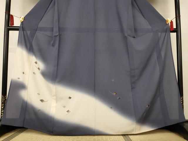 平和屋着物＊夏物　訪問着　絽　菱文　暈し染め　金銀彩　正絹　逸品　AABK6571jd