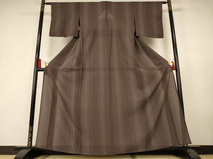 平和屋着物＊夏物　小紋　絽　縞　正絹　逸品　AABK6576jd