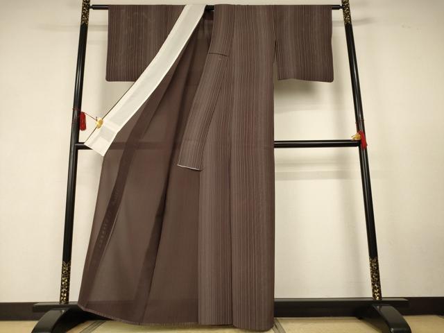 平和屋着物＊夏物　小紋　絽　縞　正絹　逸品　AABK6576jd