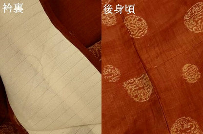 平和屋着物＊夏物　小千谷ちぢみ　丸文　麻　逸品　AABK6579jd