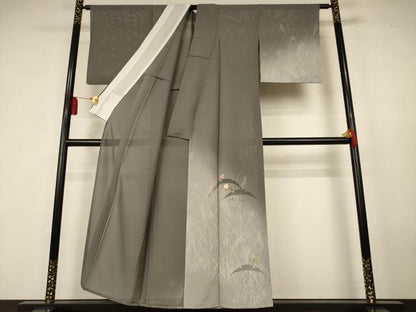 平和屋着物＊夏物　訪問着　絽　刺繍　蔦の葉薄文　暈し染め　金糸　正絹　逸品　AABK6580jd