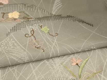 平和屋着物＊夏物　訪問着　絽　刺繍　蔦の葉薄文　暈し染め　金糸　正絹　逸品　AABK6580jd
