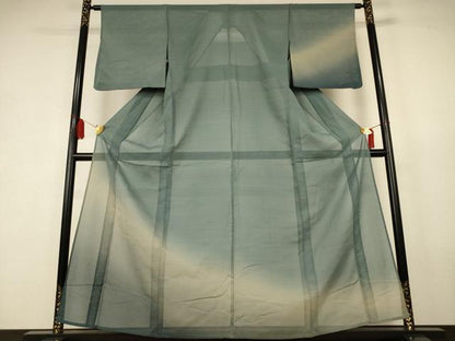 平和屋着物＊夏物　訪問着　縦絽　霞文　暈し染め　正絹　逸品　AABK6583jd