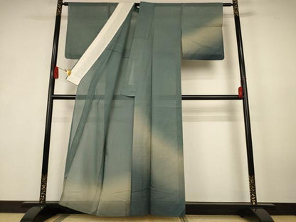 平和屋着物＊夏物　訪問着　縦絽　霞文　暈し染め　正絹　逸品　AABK6583jd