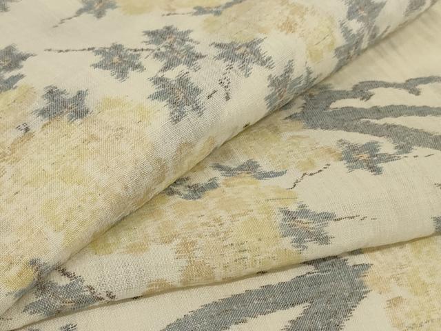 平和屋着物＊夏物　小千谷ちぢみ　流水枝花文　麻　逸品　AABK6585jd