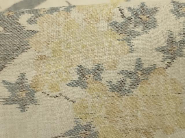 平和屋着物＊夏物　小千谷ちぢみ　流水枝花文　麻　逸品　AABK6585jd