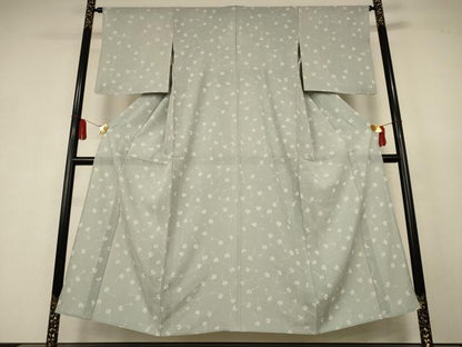 平和屋着物＊夏物　小紋　絽　舞花文　正絹　逸品　AABK6586jd