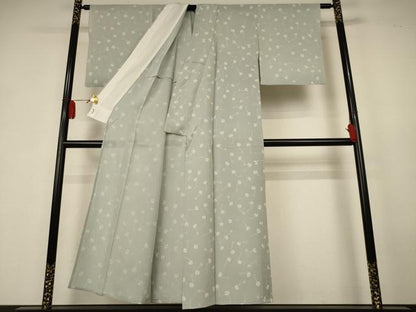 平和屋着物＊夏物　小紋　絽　舞花文　正絹　逸品　AABK6586jd