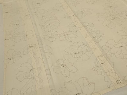 平和屋着物＊夏物　小紋　絽　手描き　舞花文　銀彩　正絹　逸品　AABK6588jd