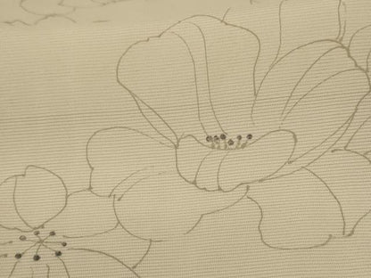 平和屋着物＊夏物　小紋　絽　手描き　舞花文　銀彩　正絹　逸品　AABK6588jd
