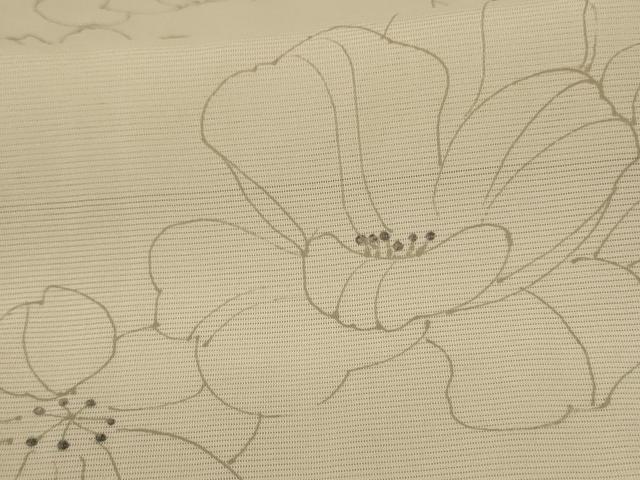 平和屋着物＊夏物　小紋　絽　手描き　舞花文　銀彩　正絹　逸品　AABK6588jd