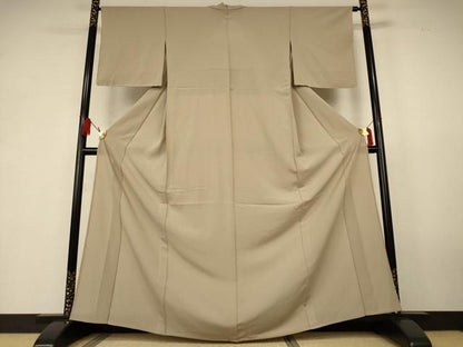 平和屋着物＊夏物　色無地　絽縮緬　白橡色　正絹　逸品　未使用　AABK6595jd