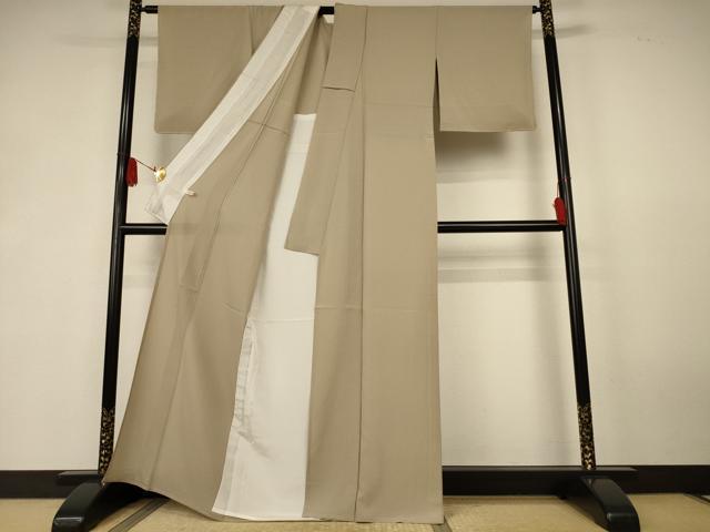 平和屋着物＊夏物　色無地　絽縮緬　白橡色　正絹　逸品　未使用　AABK6595jd